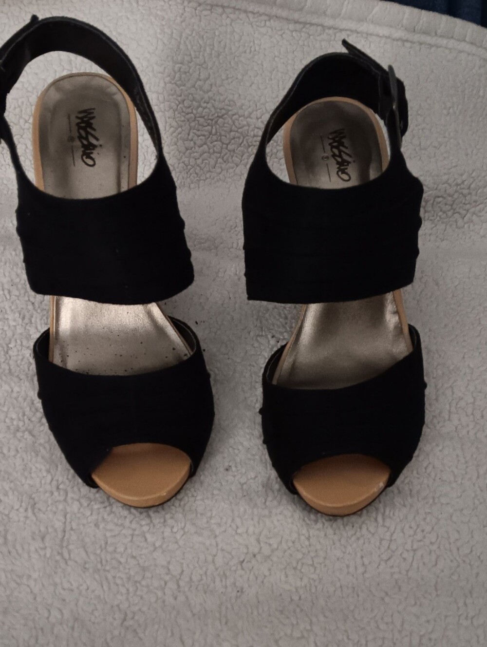 Black Suede Open-Toe Heeled Sandals
